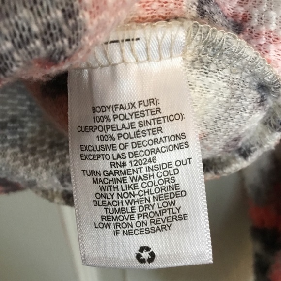 Wall Flower Faux Fur Print Sweatshirt size large - Picture 4 of 5